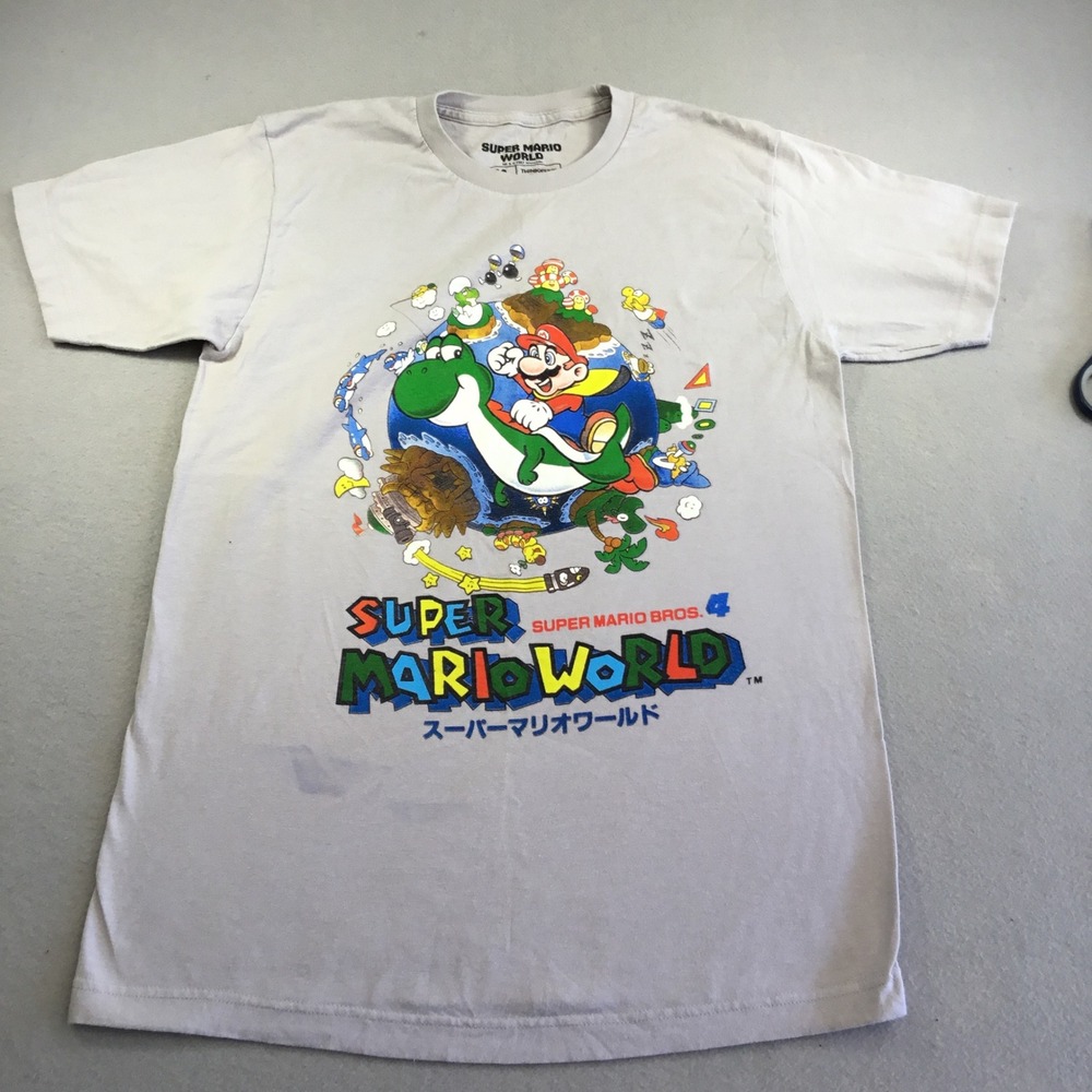Nintendo Super Mario World Yoshi Graphic T-Shirt Gray ThinkGeek Mens Medium